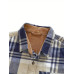 Men's Casual Plaid Flannel Shirt with Corduroy Cuffs 